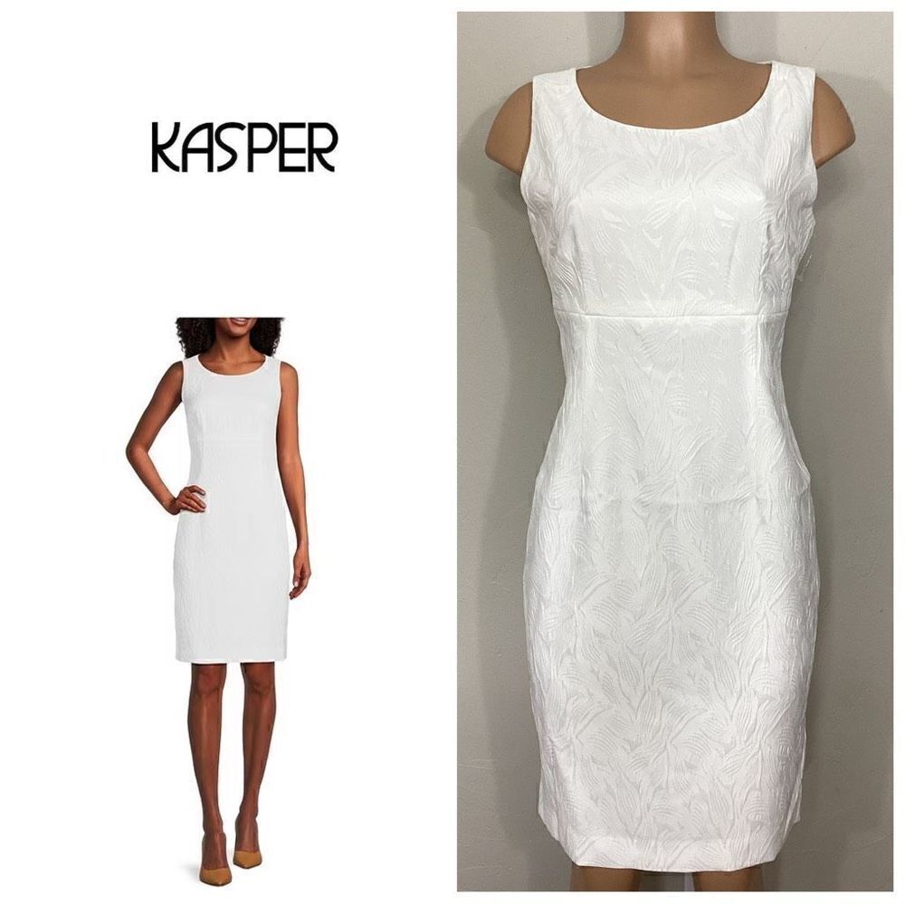 New. Kasper empire waist white dress. Size 6. Retail $99